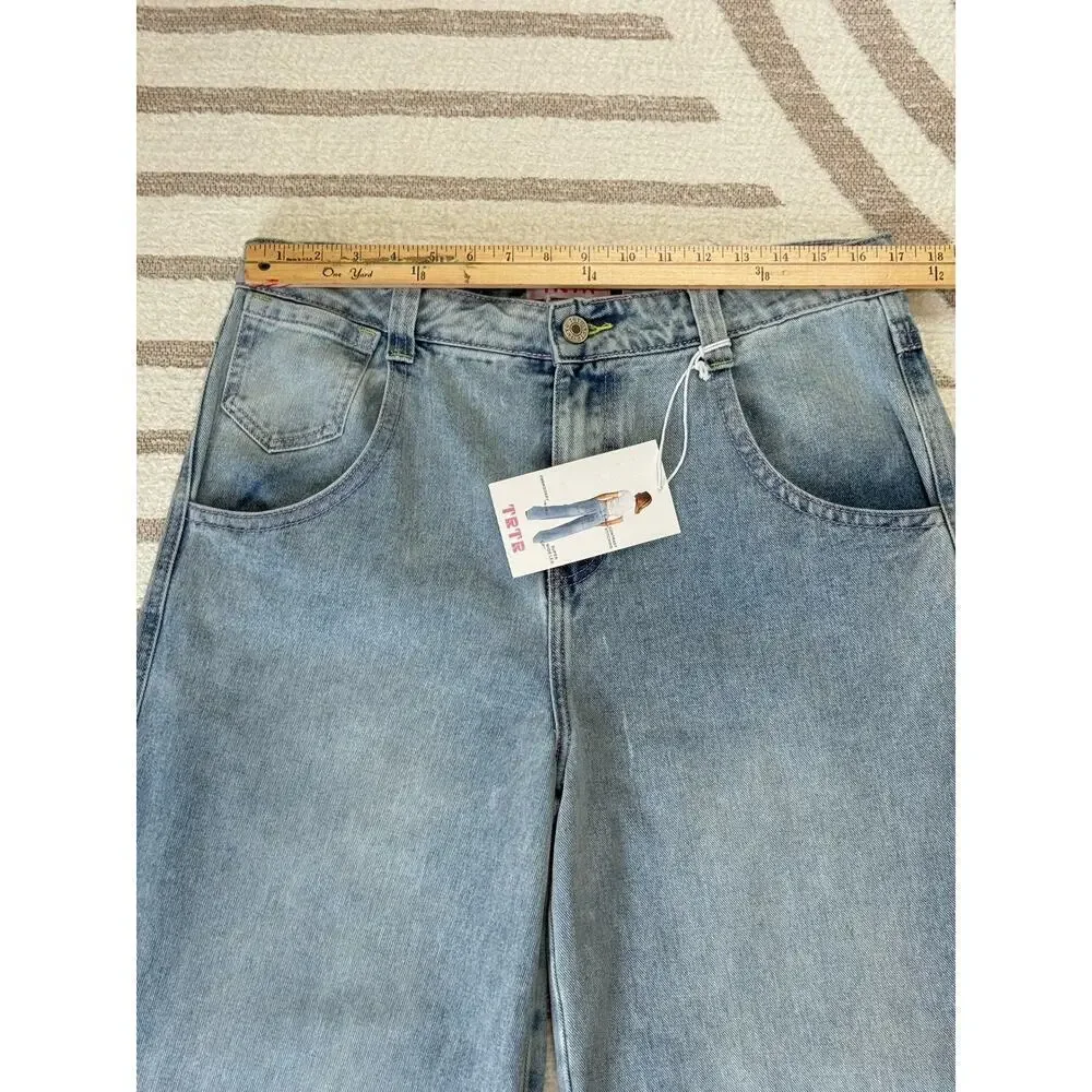 NWT Y2K Oversized High Waist Wide Leg Baggy Jeans Women Size 15 34W X 32L